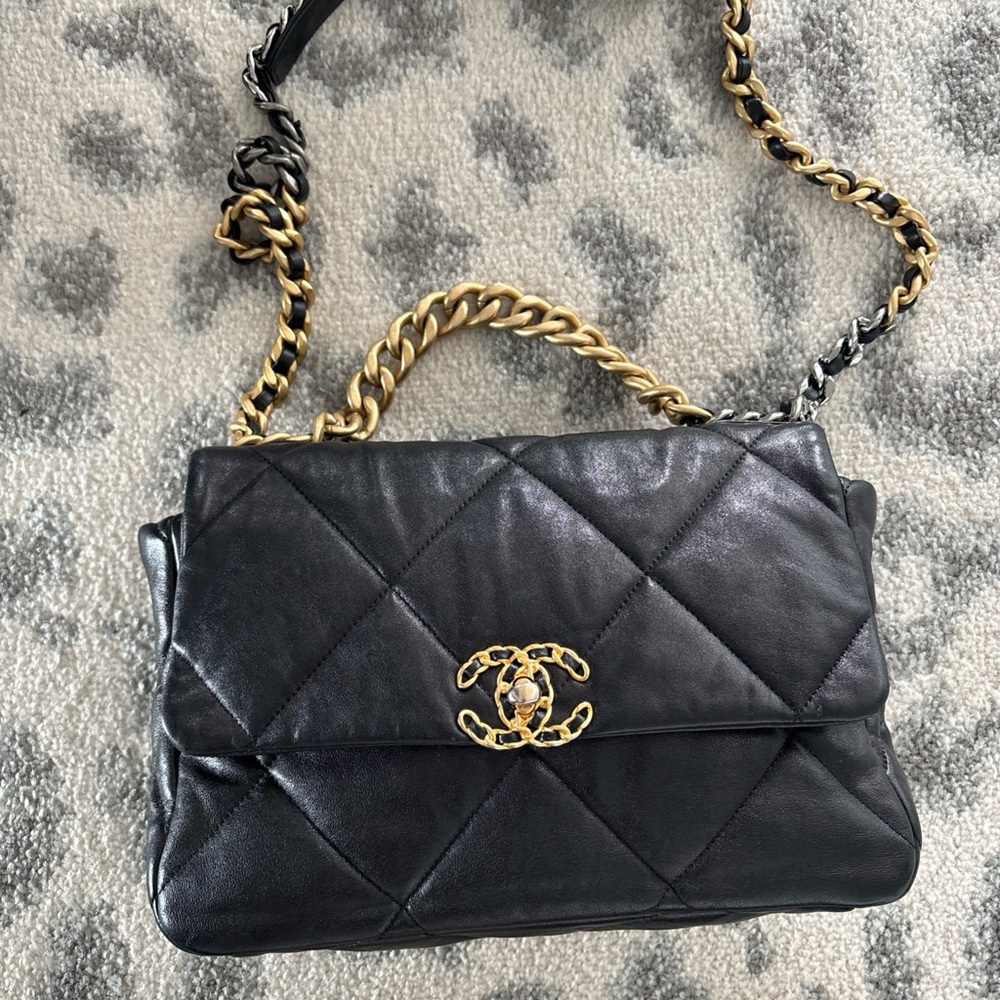 Chanel 19 Large Flap Bag in Black Quilted Leather
